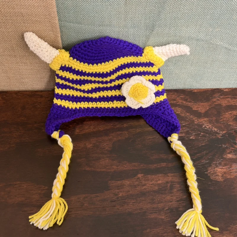 Minnesota Vikings Crochet Hat with Flower - Ph