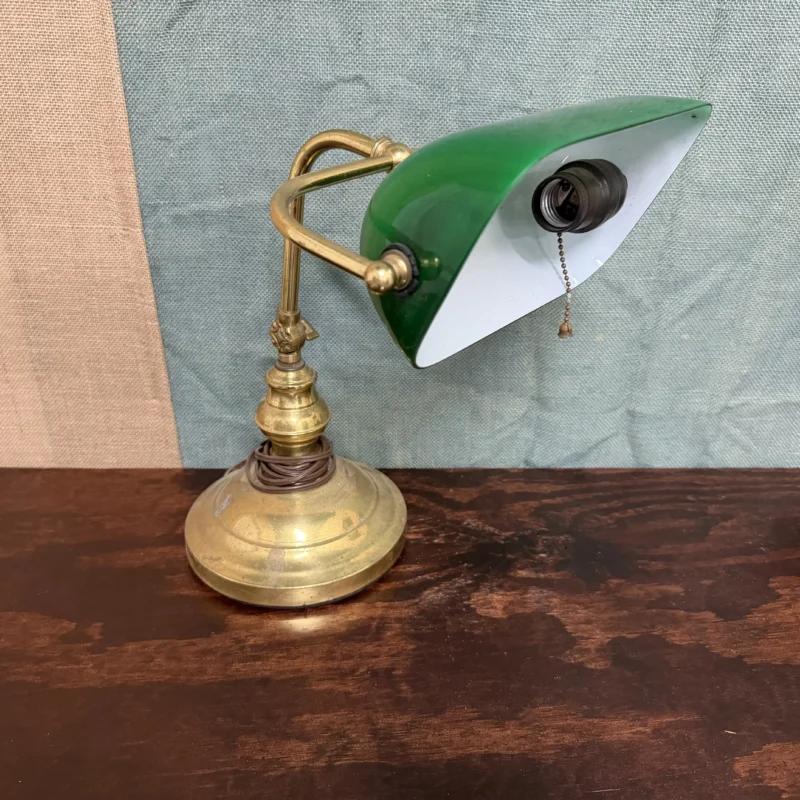 Larger Green and Brass Bankers Lamp - Ph
