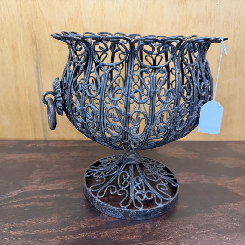 Scrollwork Pedestal Basket Planter Stand - Ph