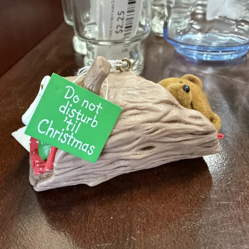 Sleeping Bear in Log Ornament - Ph