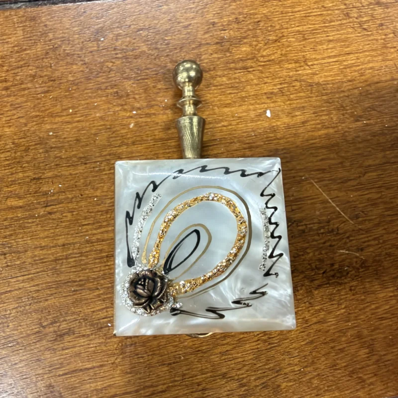Metal Floral Mother of Pearl Pill Trinket Box - Ph