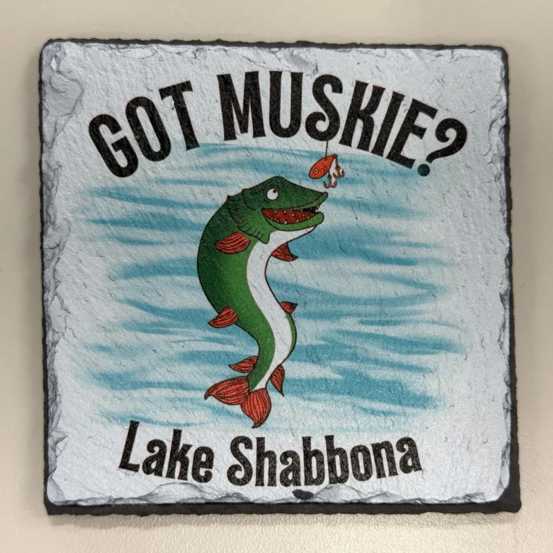 Got Muskie Lake Shabbona Slate Coaster Color