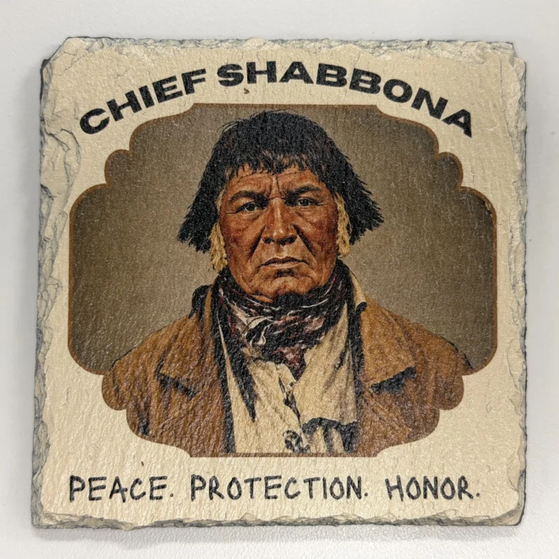 Chief Shabbona Slate Coaster Color