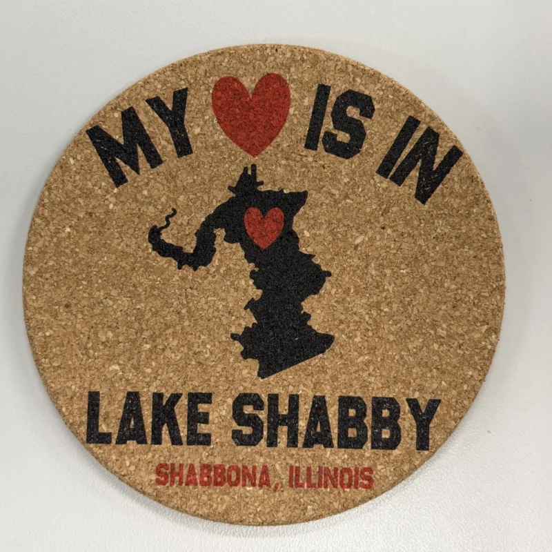 My Heart is in Lake Shabby Cork Coaster Color